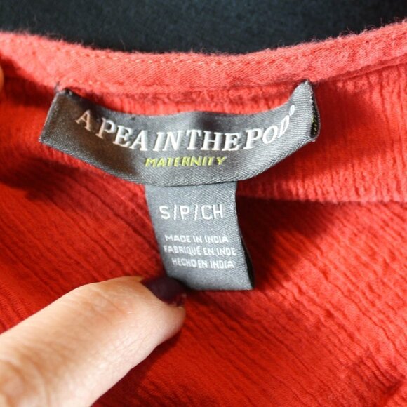 A Pea In The Pod Maternity Top V Neck Half Sleeves Coral Orange Size S - Picture 4 of 4